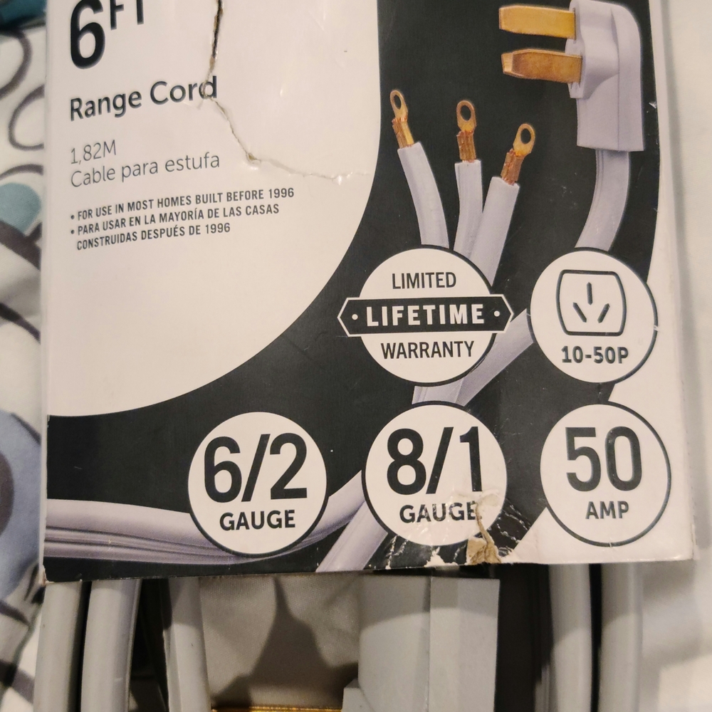 6ft Range Cord with Lifetime Warranty - Gray
